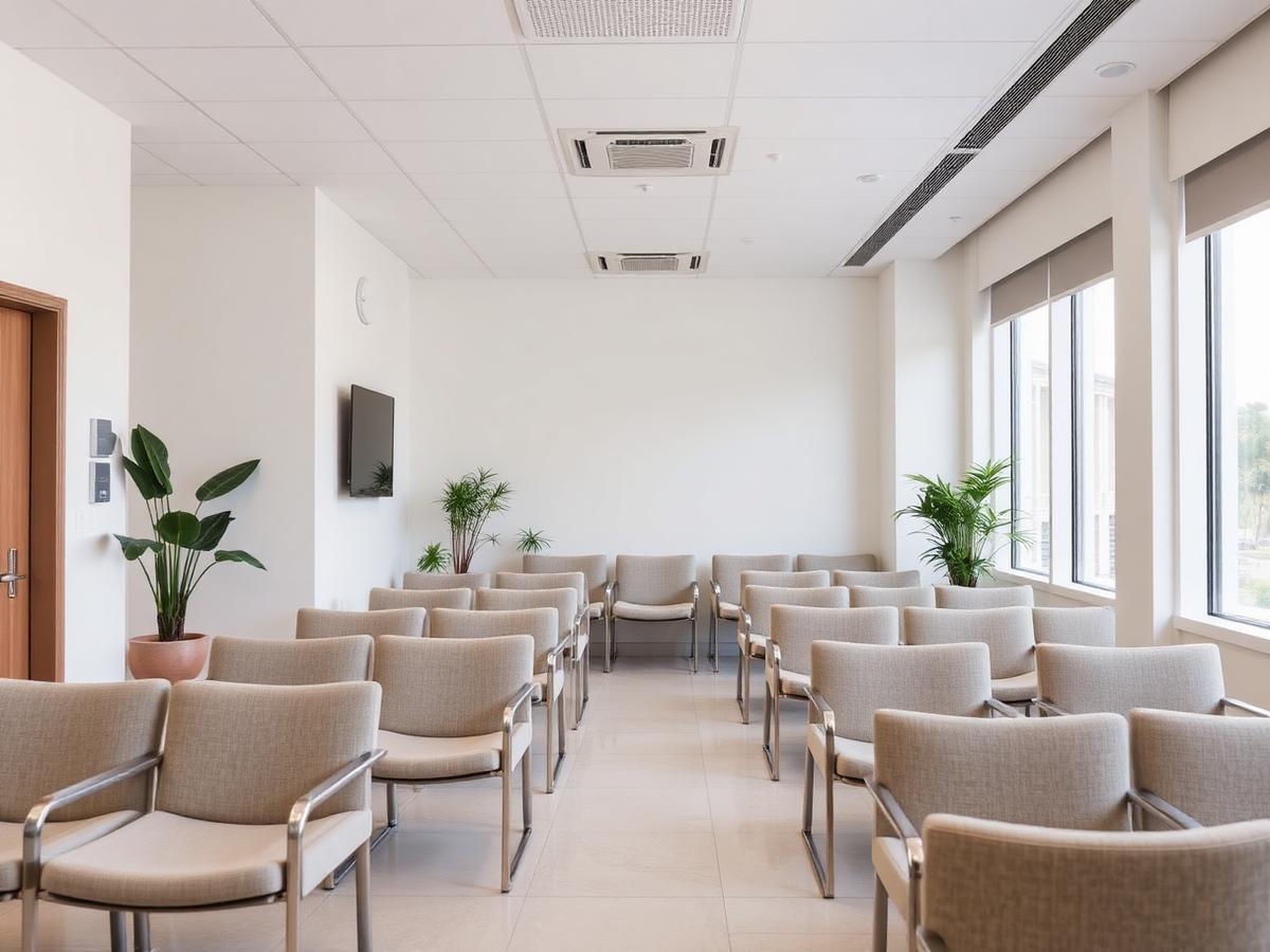 Sala de espera climatizada da clínica